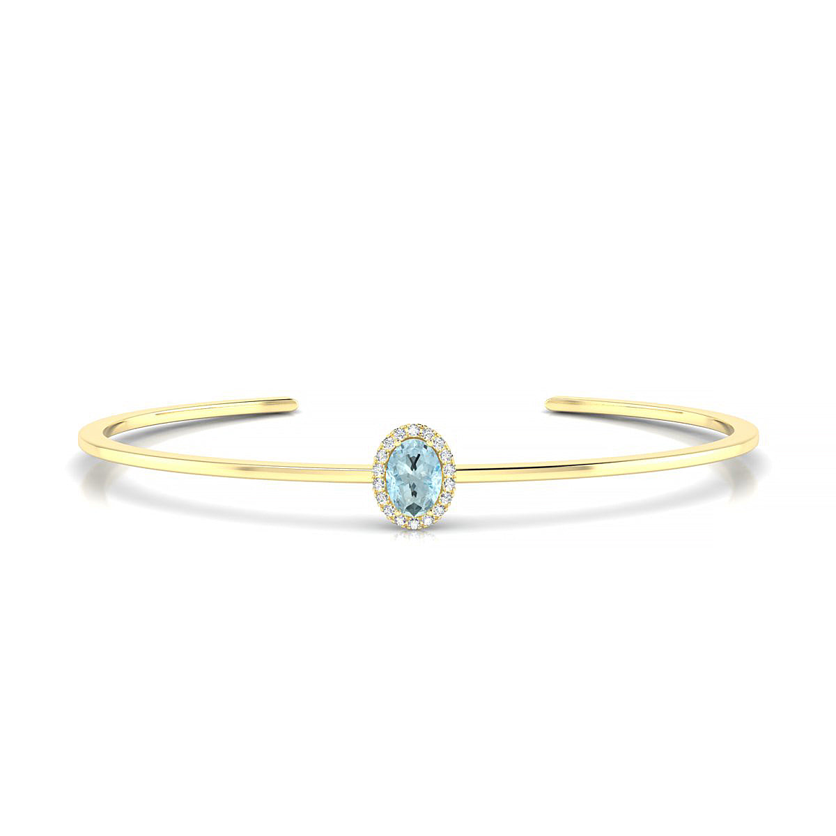 Solar | 18k Yellow Gold 7 x 5 mm Oval Aquamarine Bangle