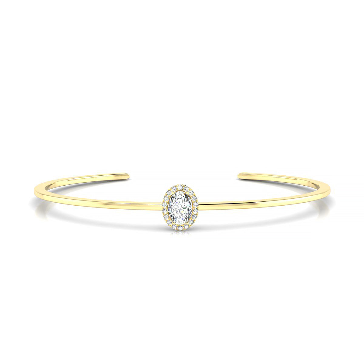 Solar | 18k Yellow Gold 7 x 5 mm Oval Diamond Bangle