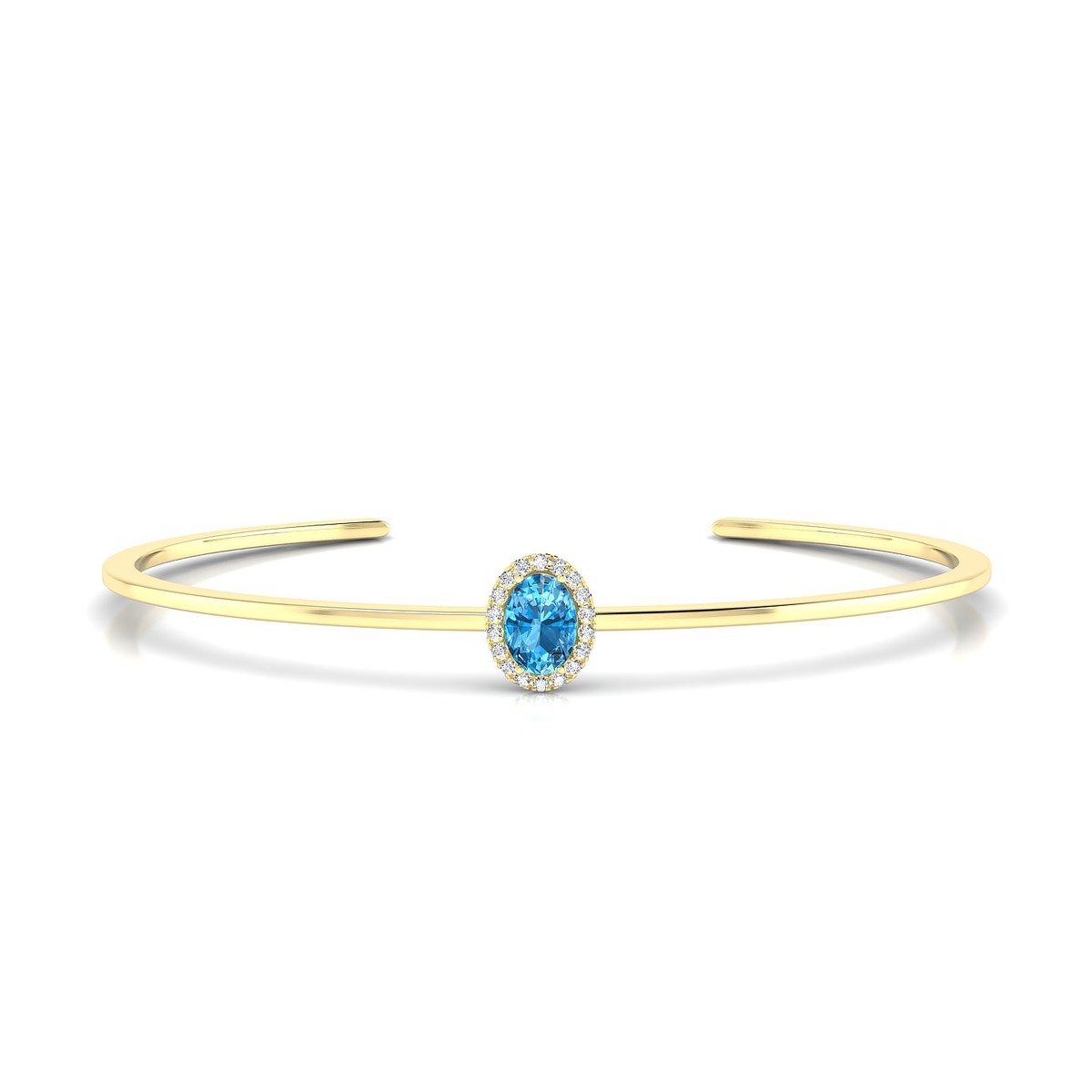 Solar | 18k Yellow Gold 7 x 5 mm Oval Topaz Bangle