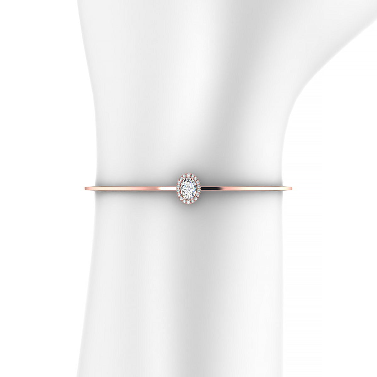 Solar | 18k Rose Gold 7 x 5 mm Oval Diamond Bangle