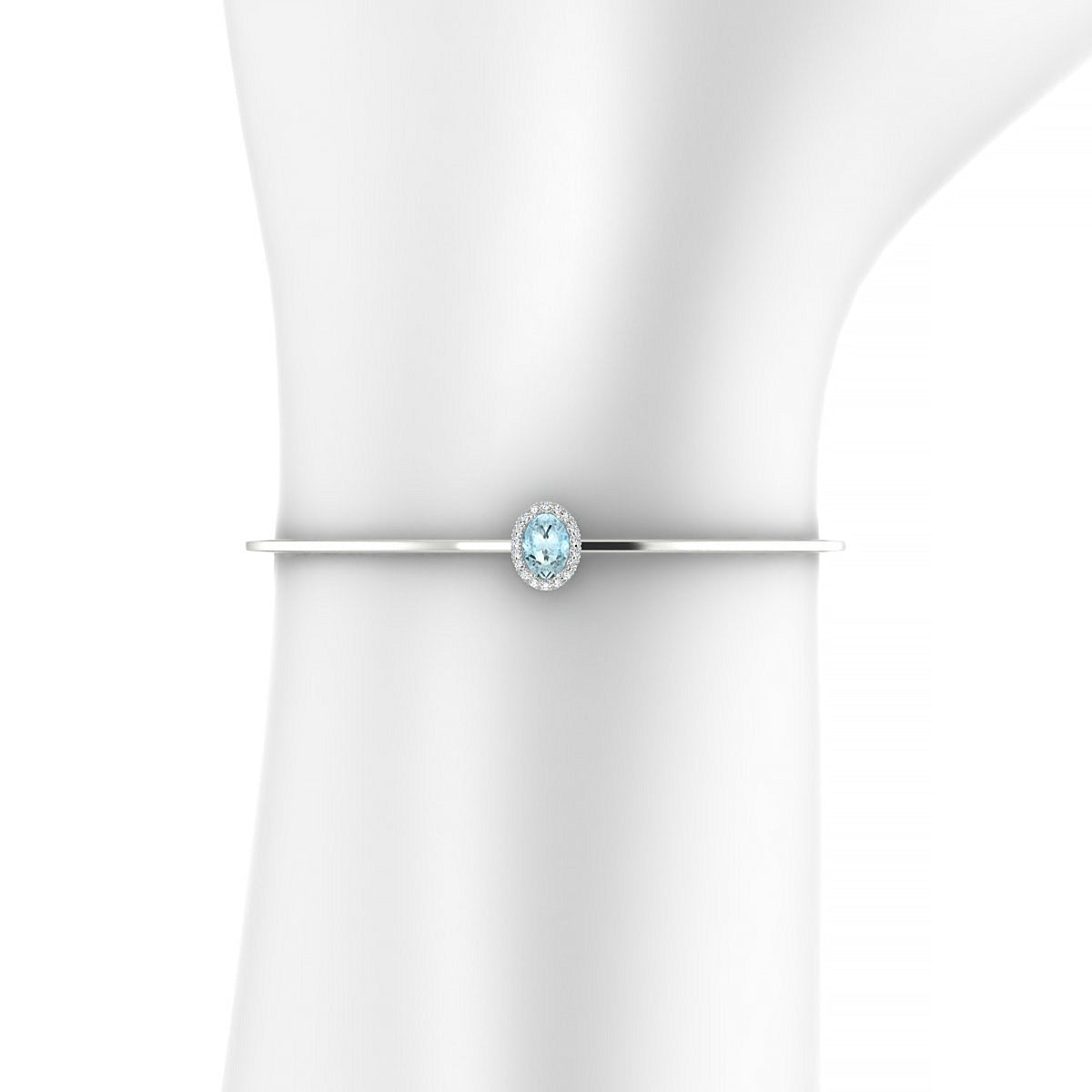 Solar | 18k White Gold 7 x 5 mm Oval Aquamarine Bangle