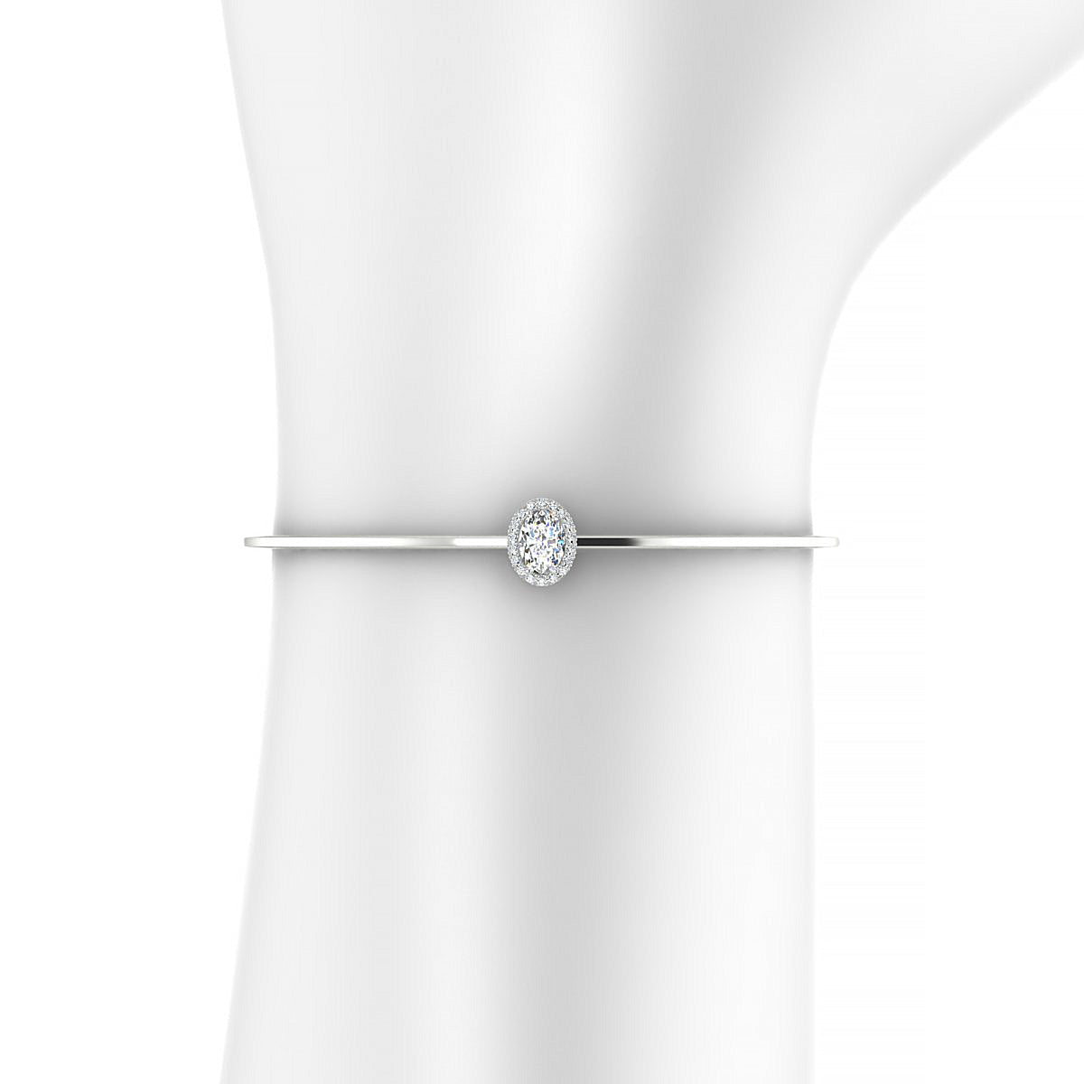 Solar | 18k White Gold 7 x 5 mm Oval Diamond Bangle