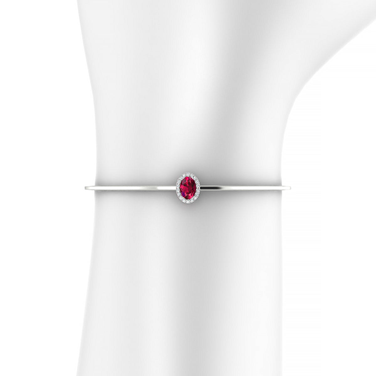 Solar | 18k White Gold 7 x 5 mm Oval Ruby Bangle