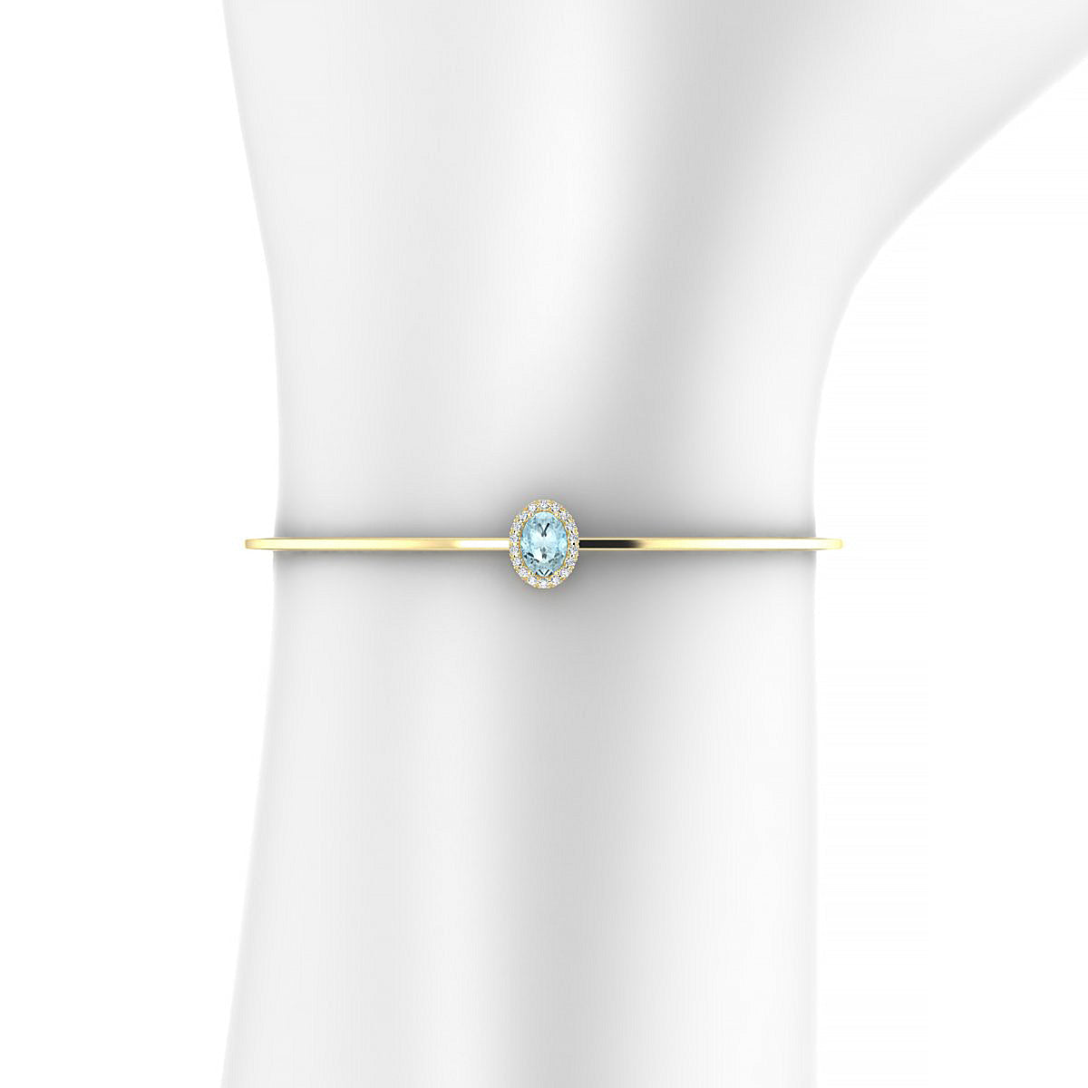 Solar | 18k Yellow Gold 7 x 5 mm Oval Aquamarine Bangle
