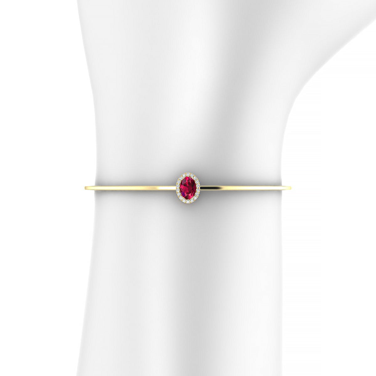 Solar | 18k Yellow Gold 7 x 5 mm Oval Ruby Bangle