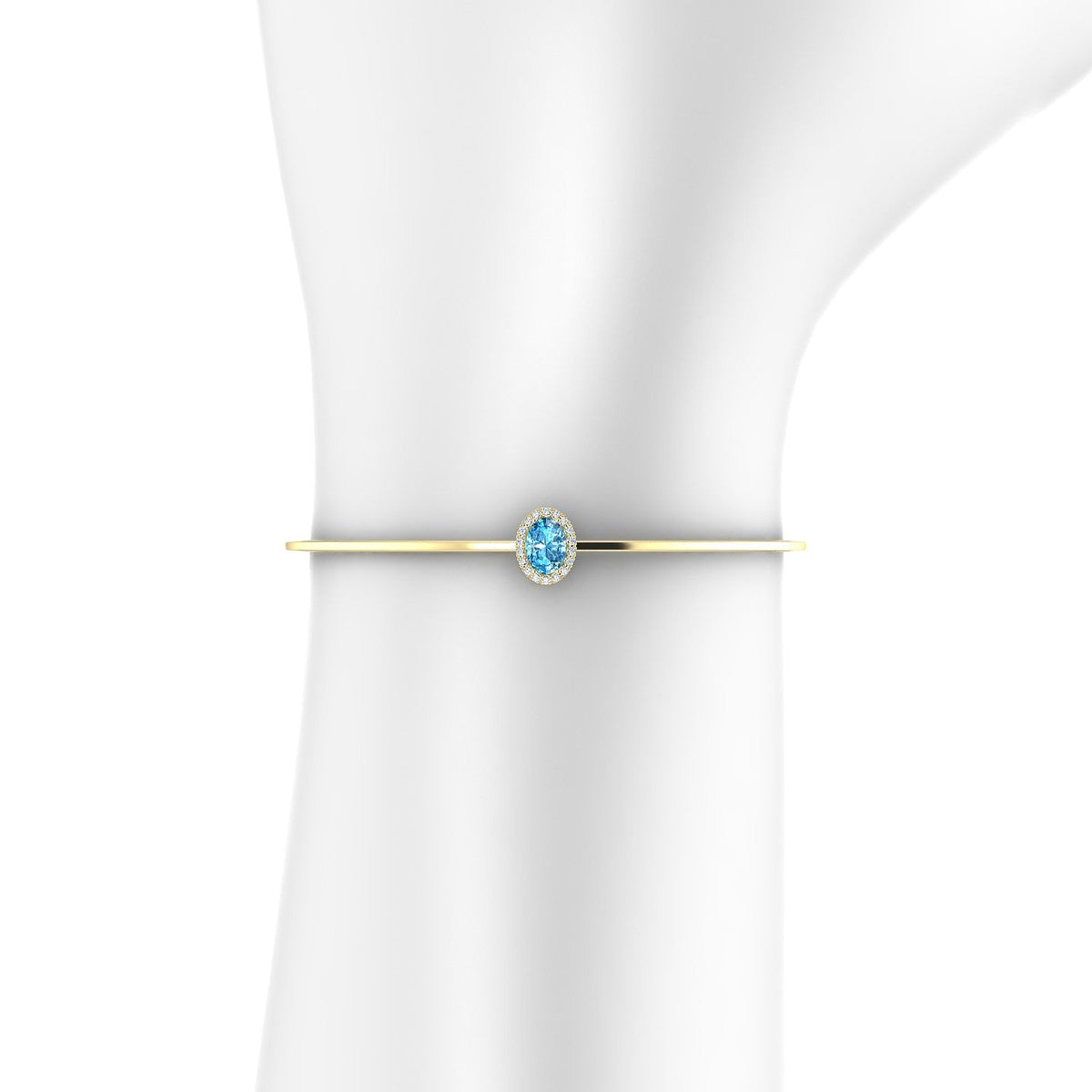 Solar | 18k Yellow Gold 7 x 5 mm Oval Topaz Bangle