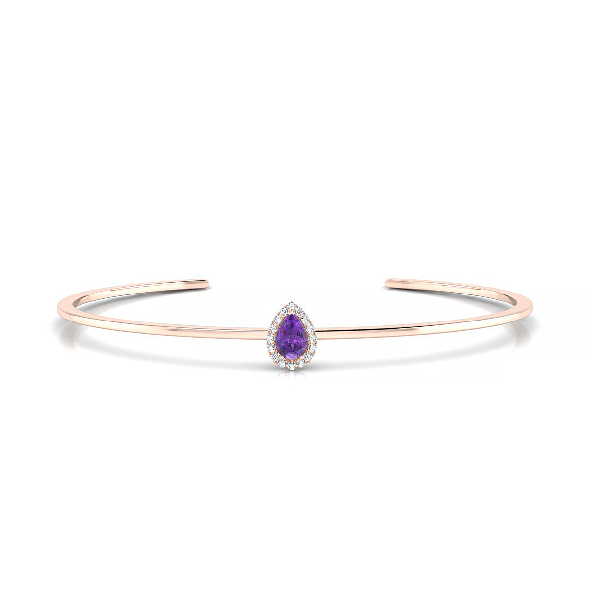 Solar | 18k Rose Gold 6 x 4 mm Pear Amethyst Bangle