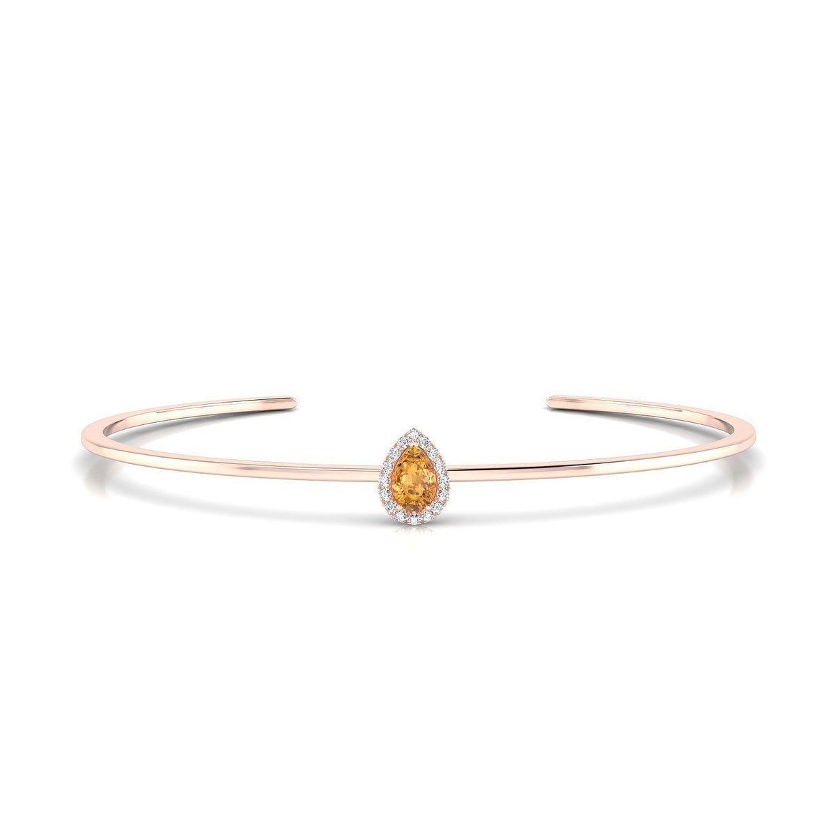 Solar | 18k Rose Gold 6 x 4 mm Pear Citrine Bangle