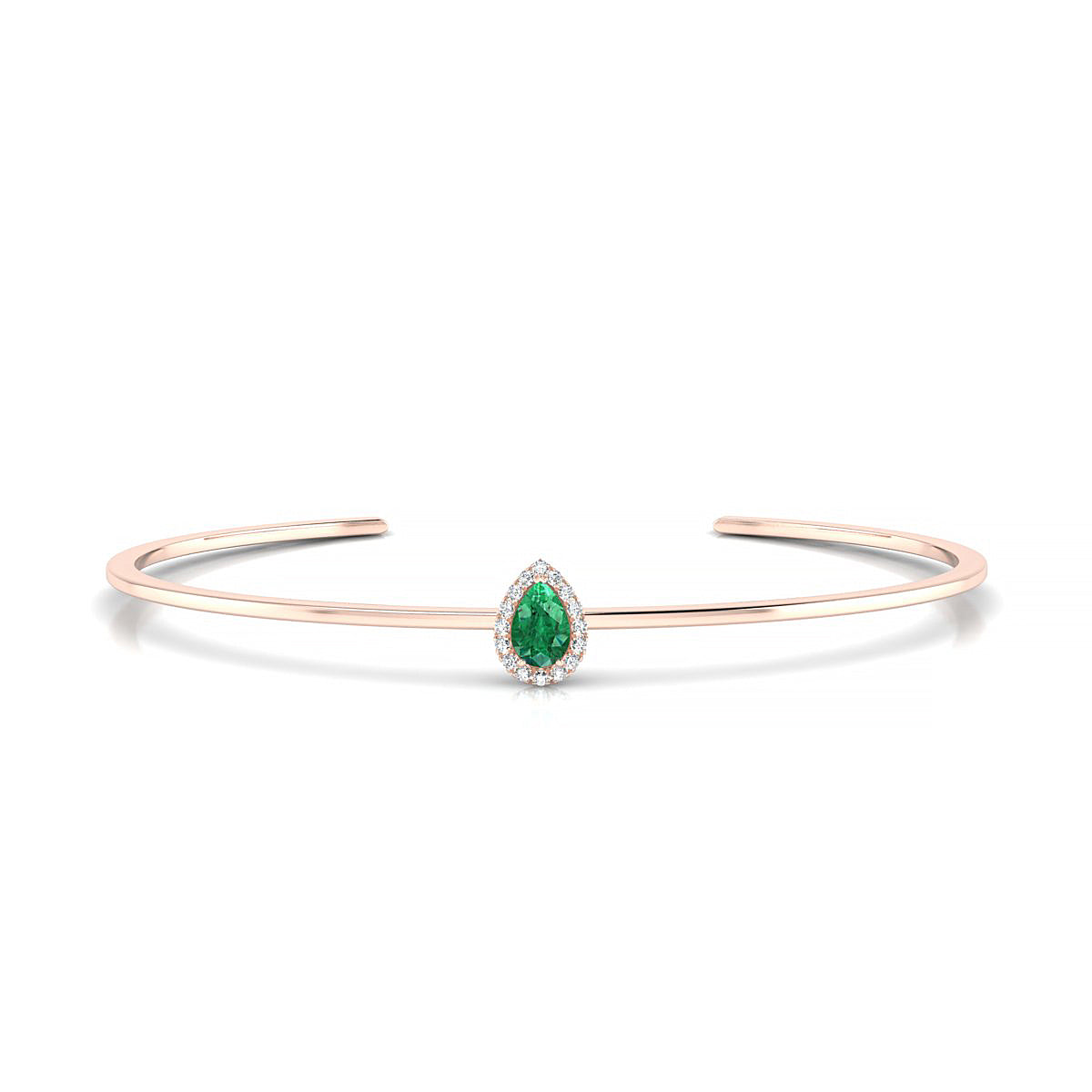 Solar | 18k Rose Gold 6 x 4 mm Pear Emerald Bangle
