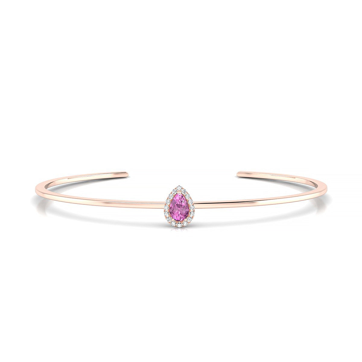 Solar | 18k Rose Gold 6 x 4 mm Pear Pink Sapphire Bangle