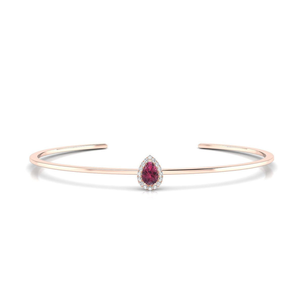 Solar | 18k Rose Gold 6 x 4 mm Pear Rhodolite Bangle