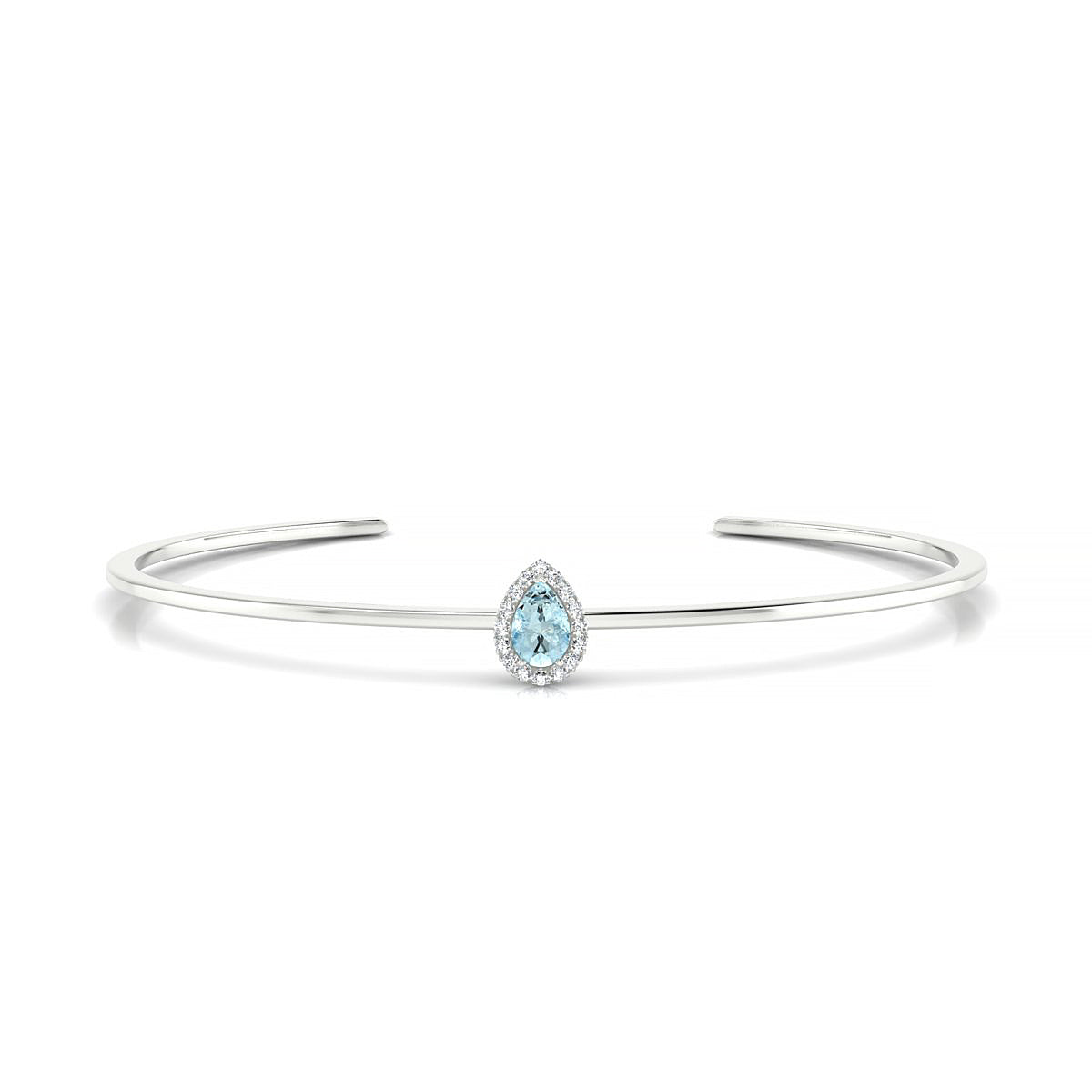 Solar | 18k White Gold 6 x 4 mm Pear Aquamarine Bangle