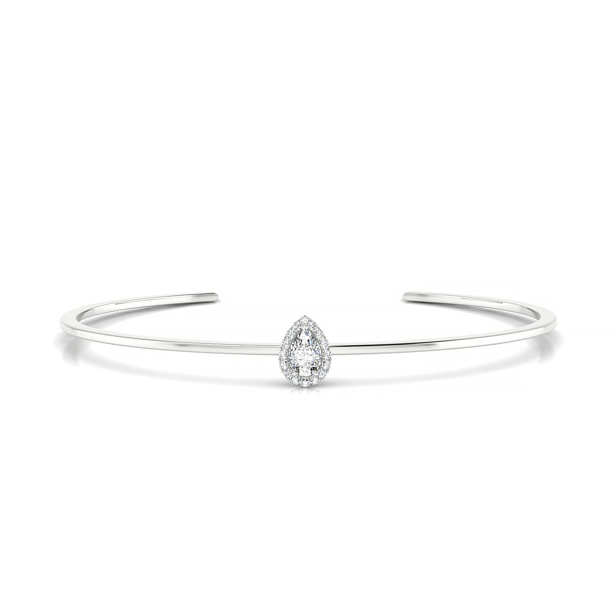 Solar | 18k White Gold 6 x 4 mm Pear Diamond Bangle