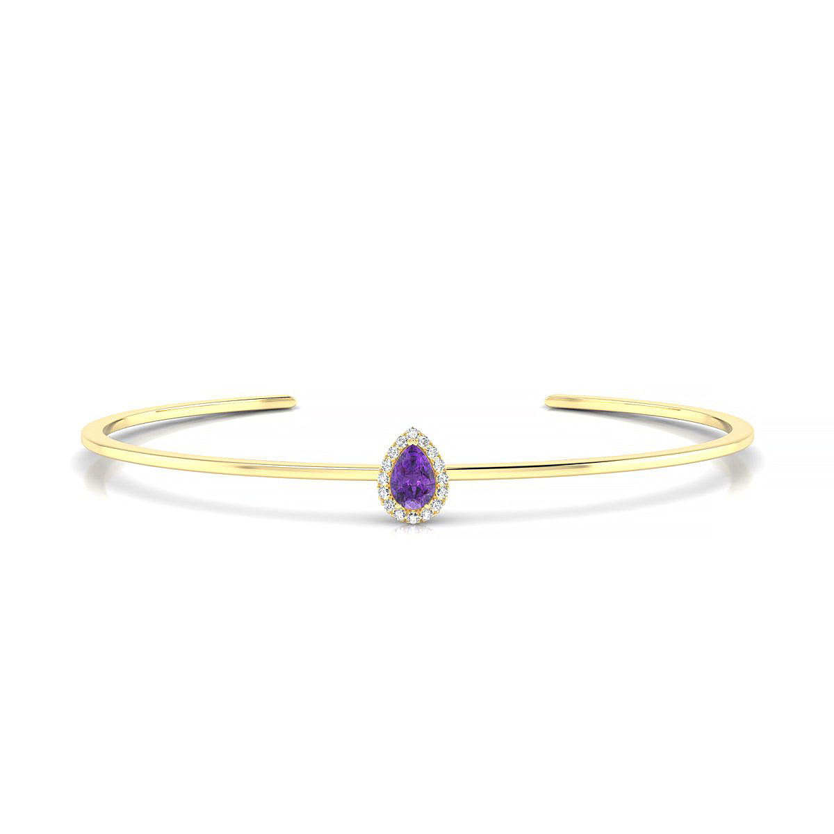 Solar | 18k Yellow Gold 6 x 4 mm Pear Amethyst Bangle