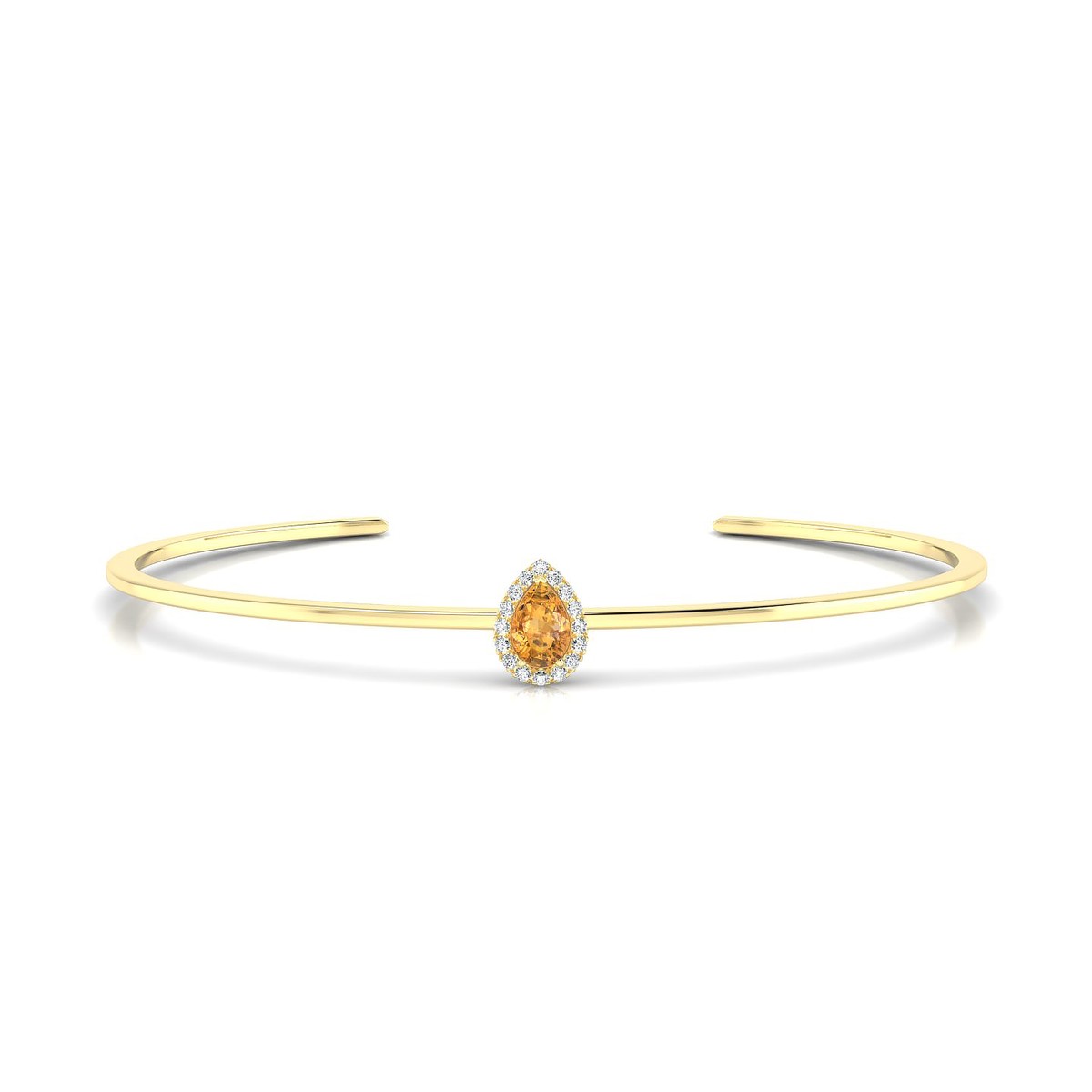 Solar | 18k Yellow Gold 6 x 4 mm Pear Citrine Bangle