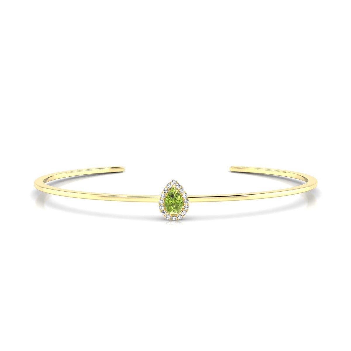 Solar | 18k Yellow Gold 6 x 4 mm Pear Peridot Bangle