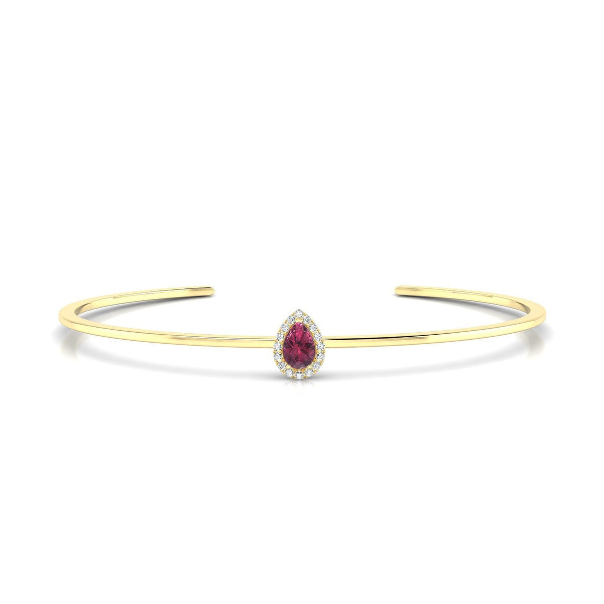 Solar | 18k Yellow Gold 6 x 4 mm Pear Rhodolite Bangle