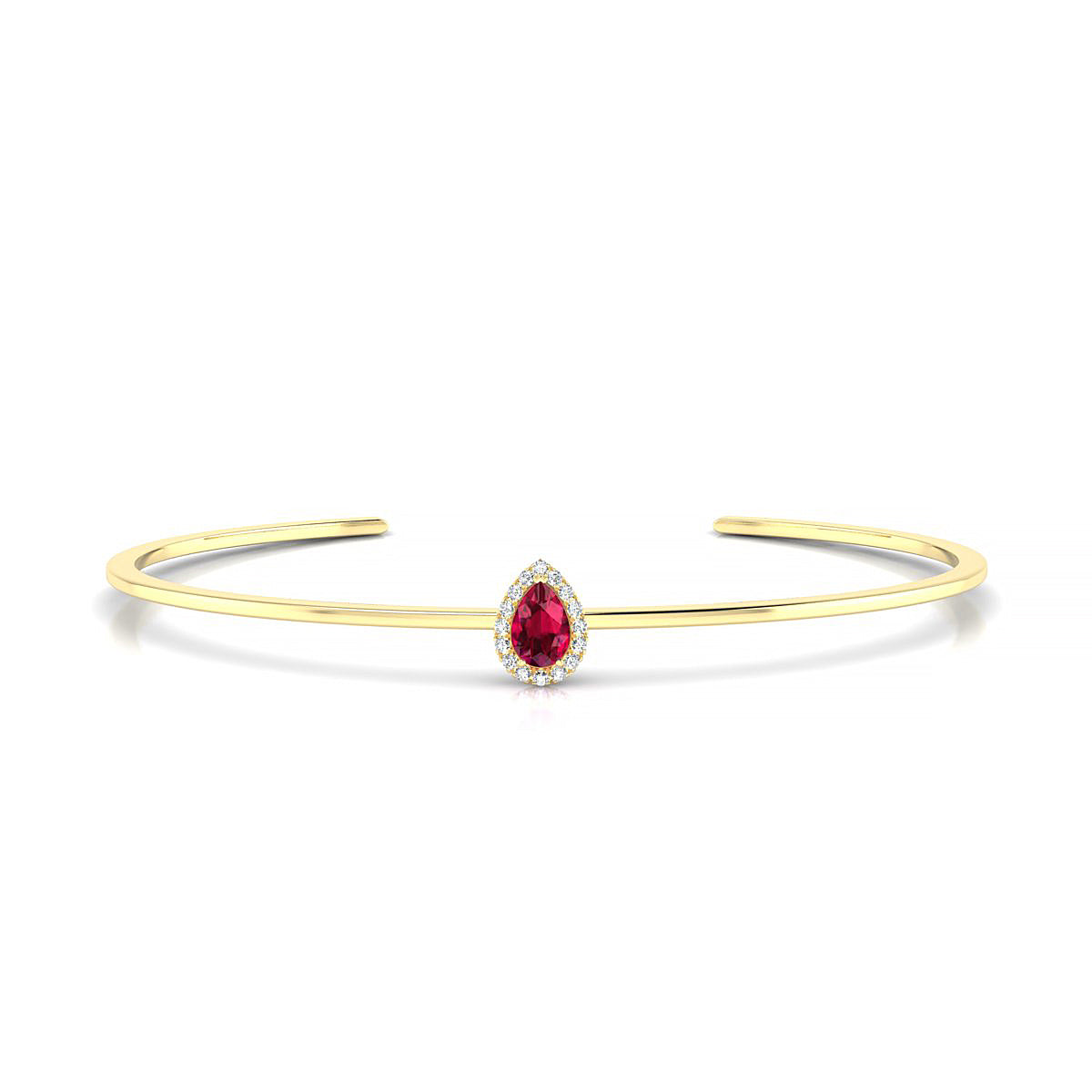 Solar | 18k Yellow Gold 6 x 4 mm Pear Ruby Bangle