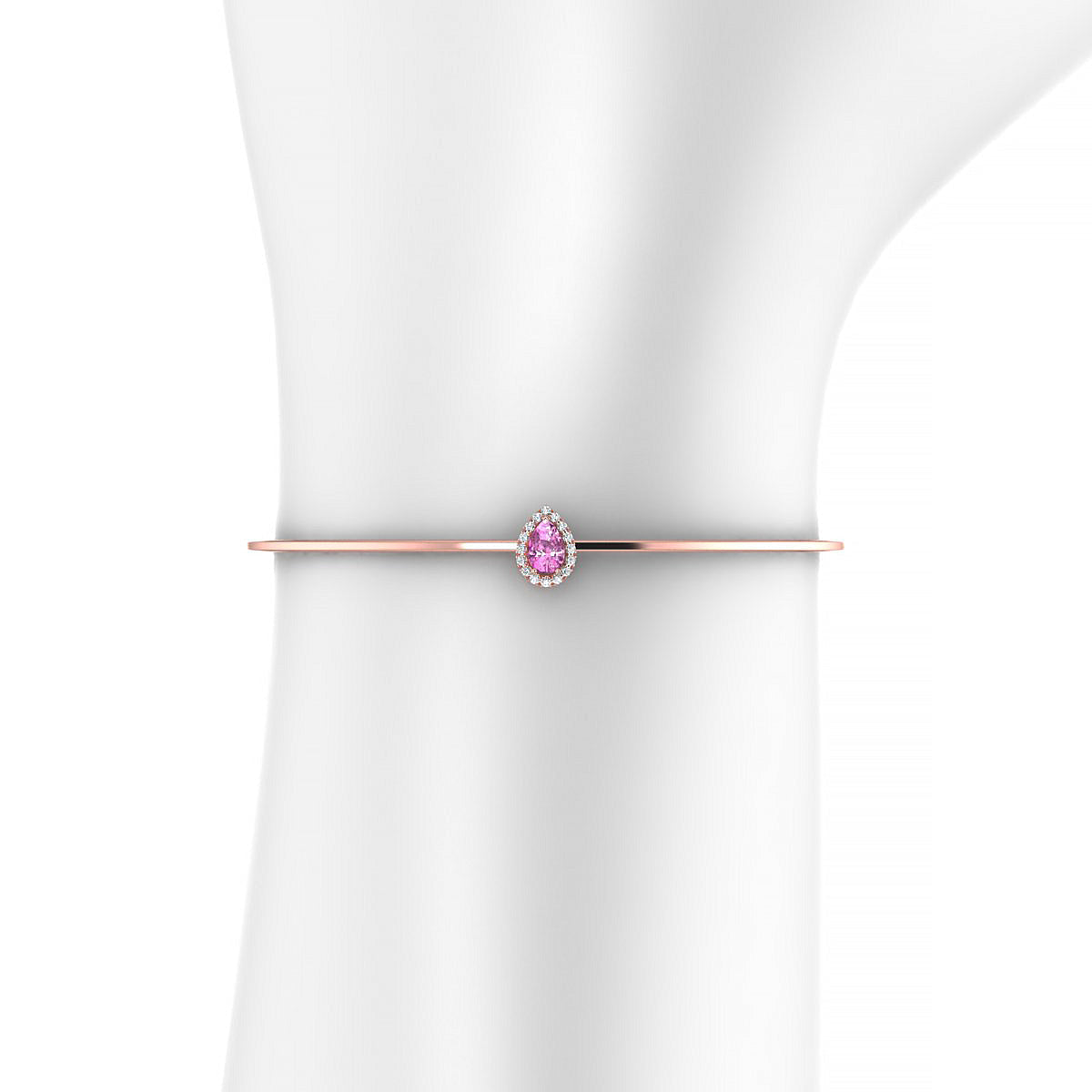 Solar | 18k Rose Gold 6 x 4 mm Pear Pink Sapphire Bangle