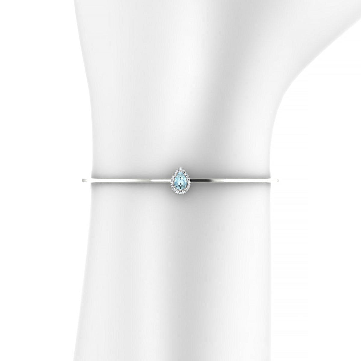 Solar | 18k White Gold 6 x 4 mm Pear Aquamarine Bangle