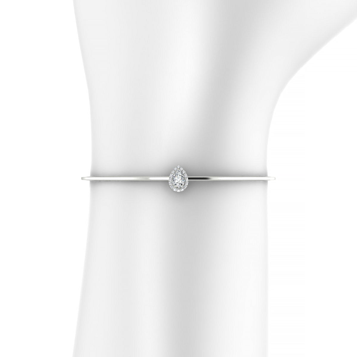 Solar | 18k White Gold 6 x 4 mm Pear Diamond Bangle