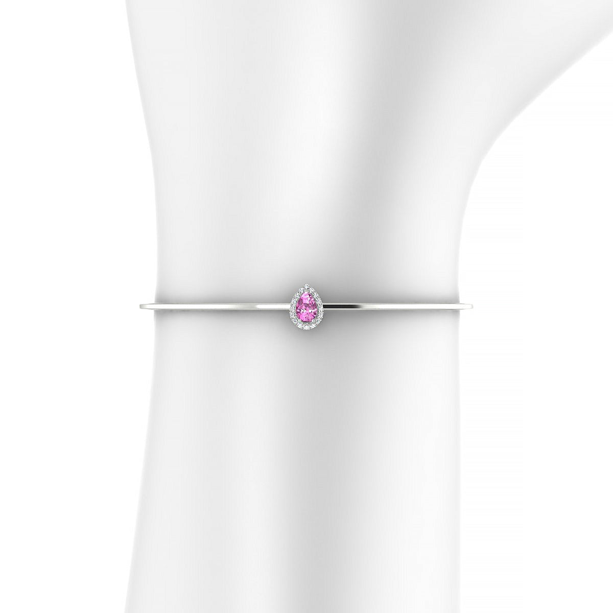 Solar | 18k White Gold 6 x 4 mm Pear Pink Sapphire Bangle