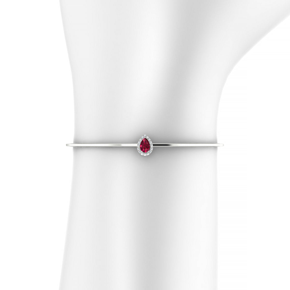 Solar | 18k White Gold 6 x 4 mm Pear Ruby Bangle