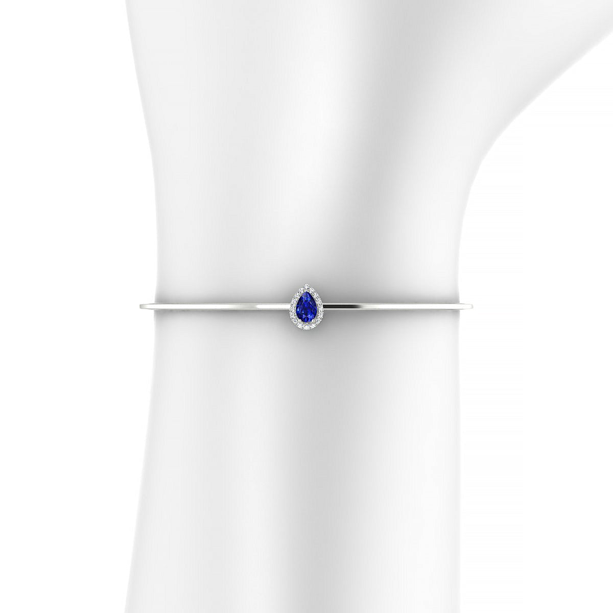 Solar | 18k White Gold 6 x 4 mm Pear Sapphire Bangle