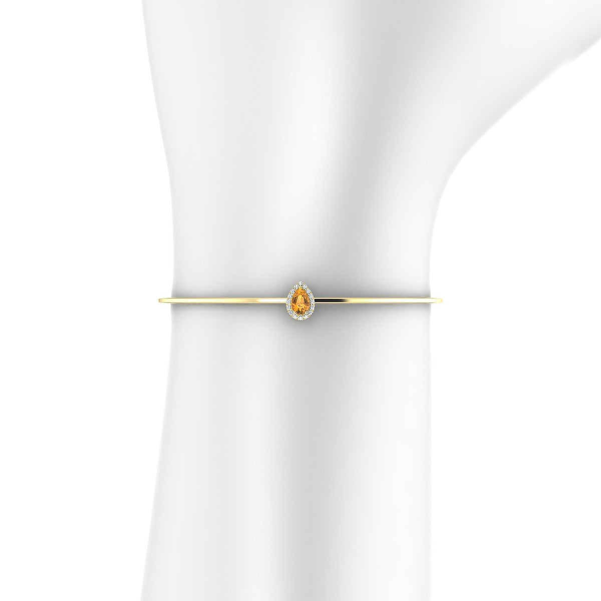 Solar | 18k Yellow Gold 6 x 4 mm Pear Citrine Bangle