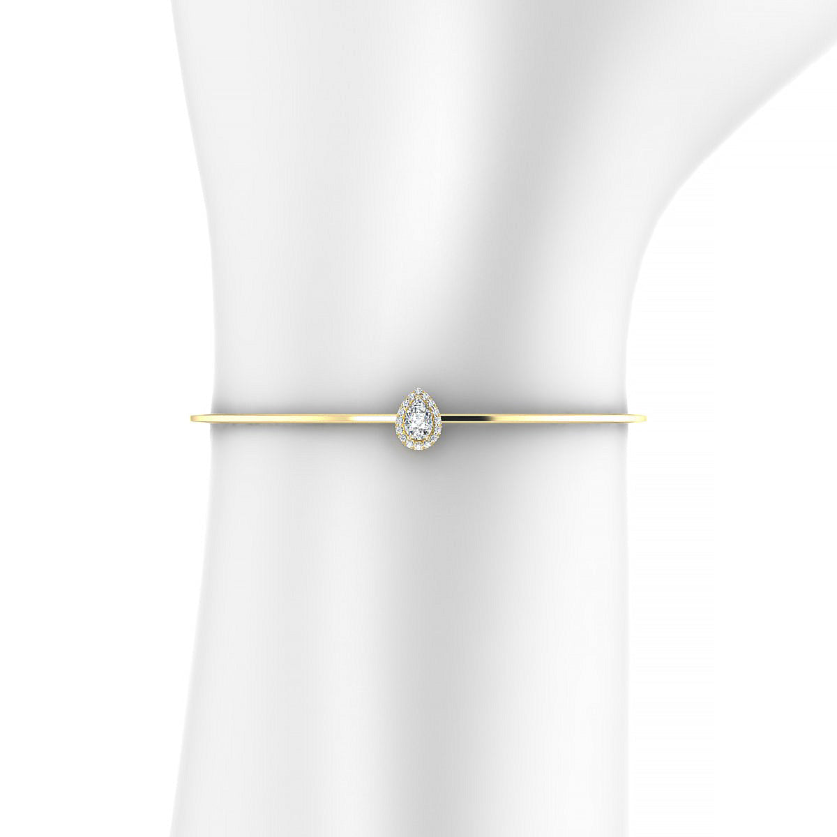 Solar | 18k Yellow Gold 6 x 4 mm Pear Diamond Bangle