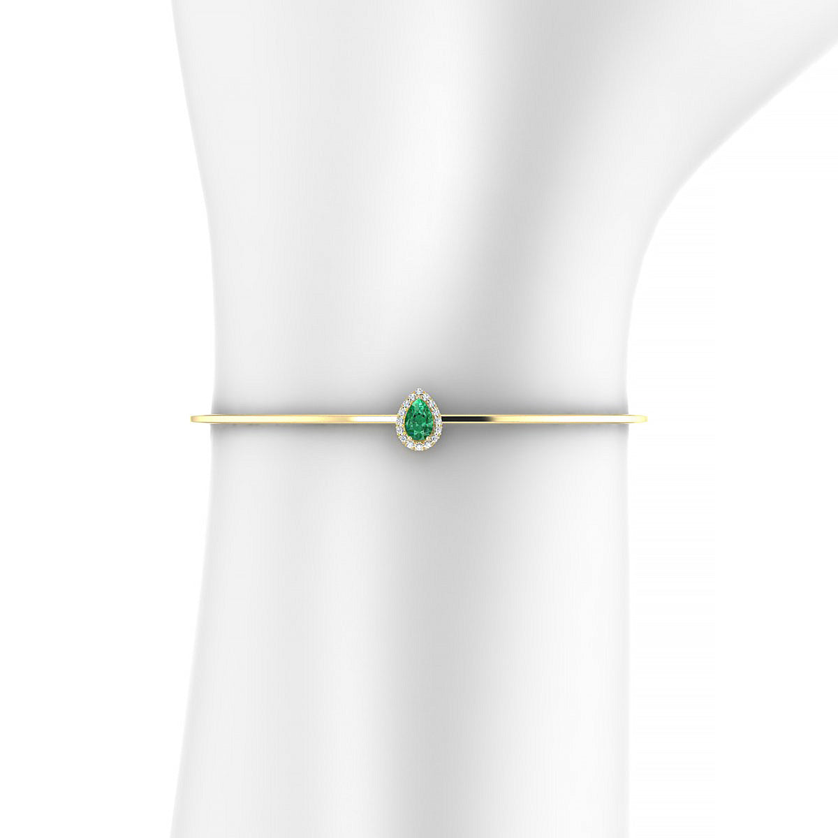 Solar | 18k Yellow Gold 6 x 4 mm Pear Emerald Bangle