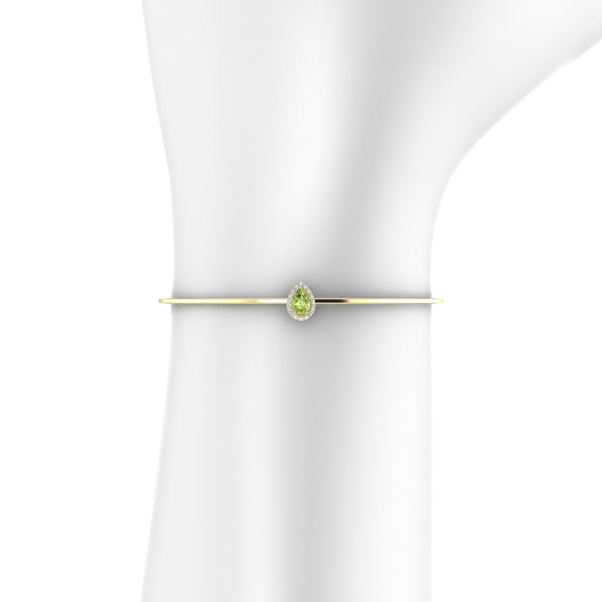 Solar | 18k Yellow Gold 6 x 4 mm Pear Peridot Bangle