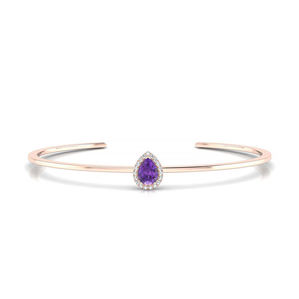 Solar | 18k Rose Gold 7 x 5 mm Pear Amethyst Bangle