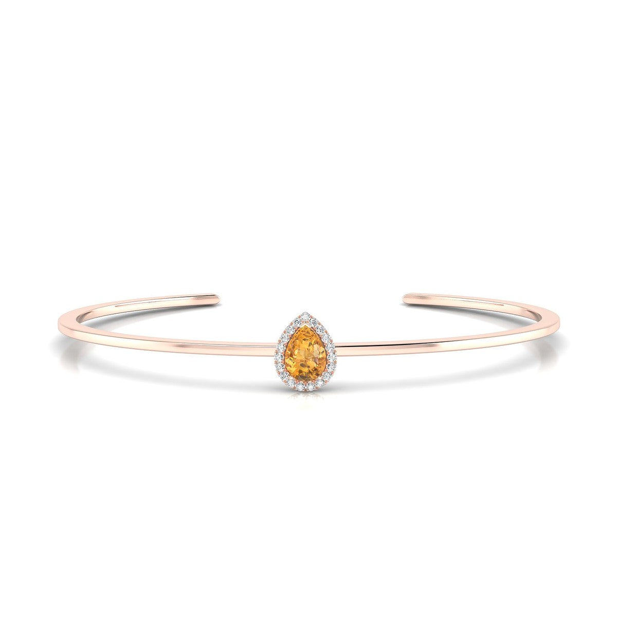 Solar | 18k Rose Gold 7 x 5 mm Pear Citrine Bangle
