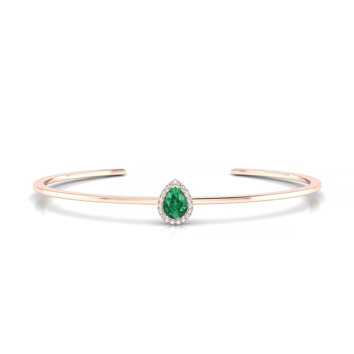 Solar | 18k Rose Gold 7 x 5 mm Pear Emerald Bangle
