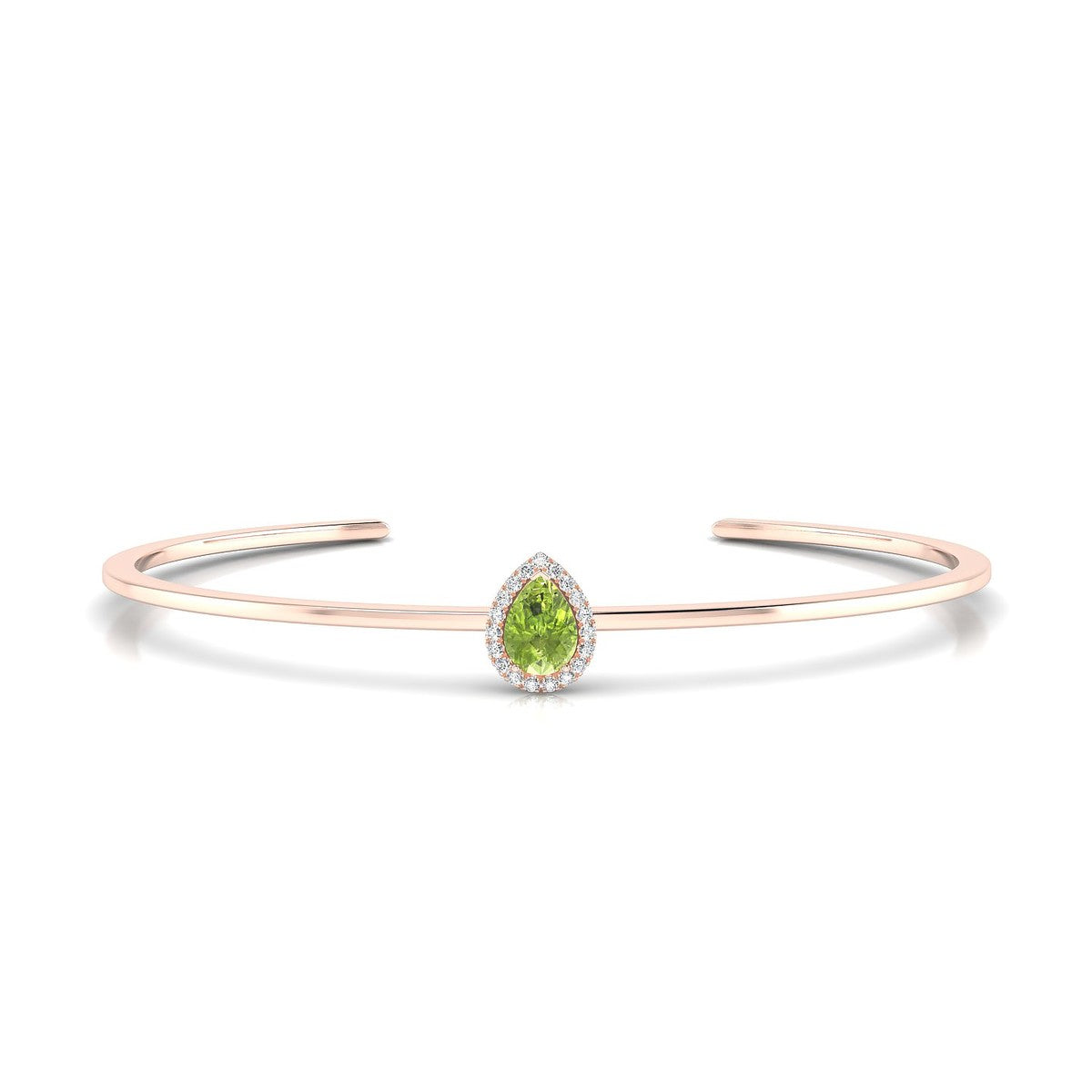 Solar | 18k Rose Gold 7 x 5 mm Pear Peridot Bangle