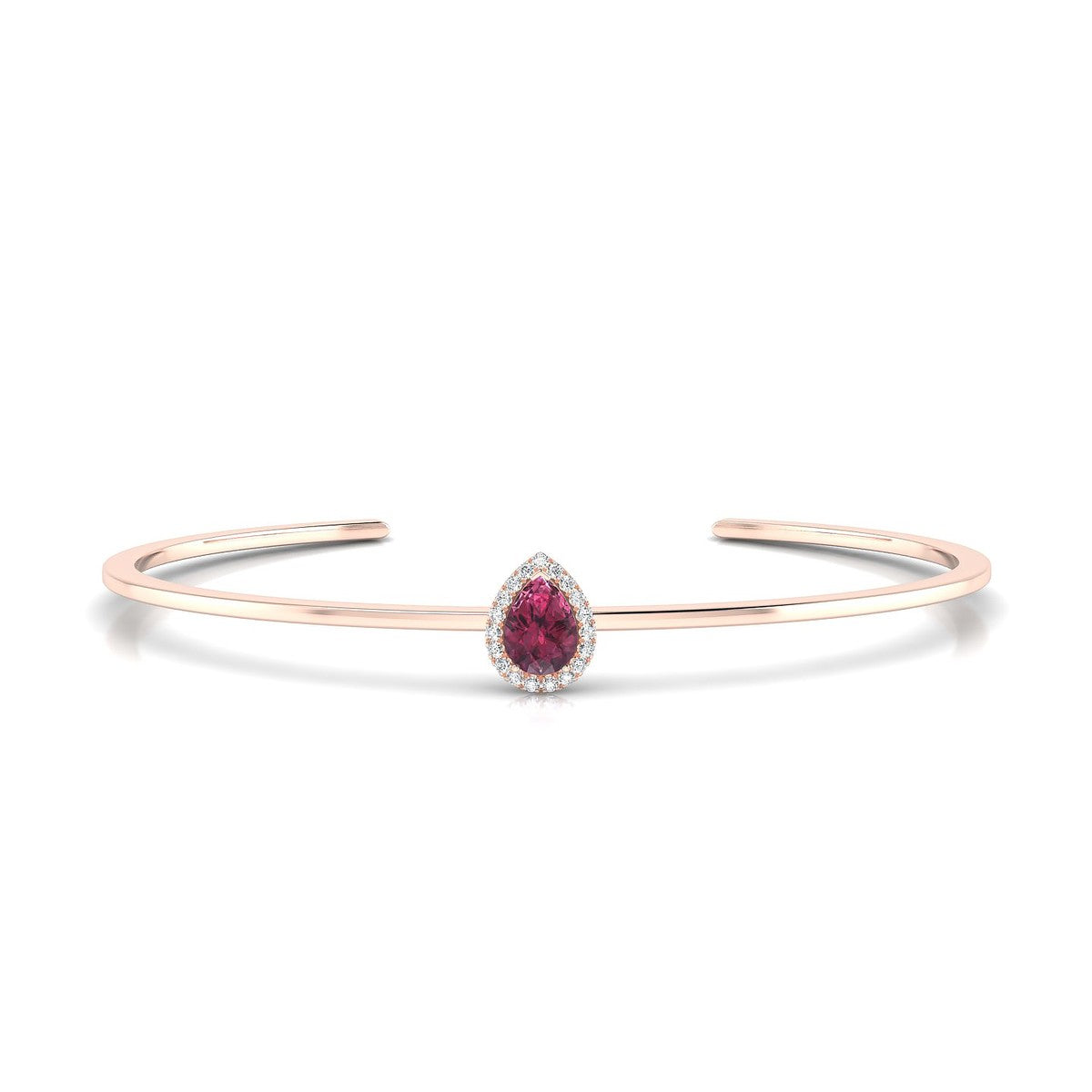 Solar | 18k Rose Gold 7 x 5 mm Pear Rhodolite Bangle