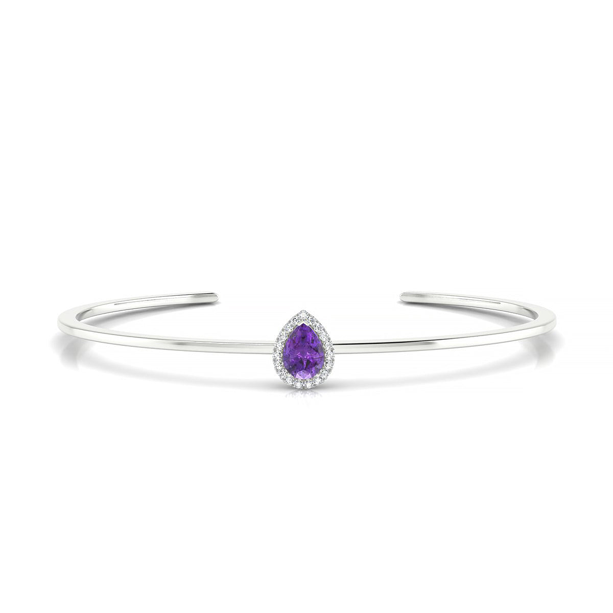 Solar | 18k White Gold 7 x 5 mm Pear Amethyst Bangle