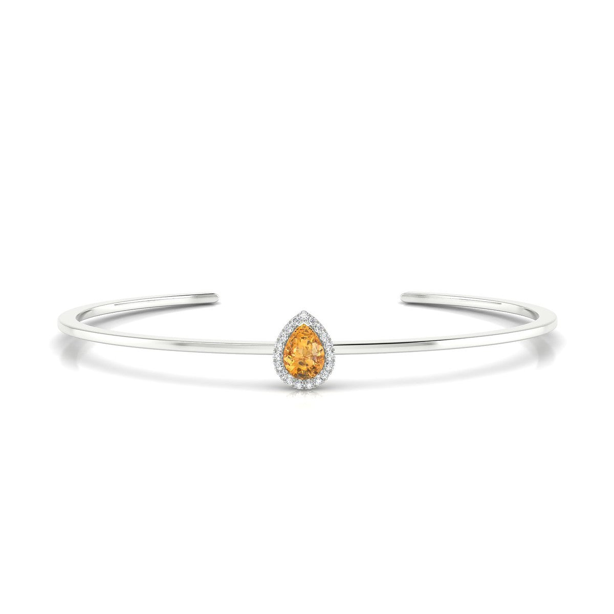 Solar | 18k White Gold 7 x 5 mm Pear Citrine Bangle
