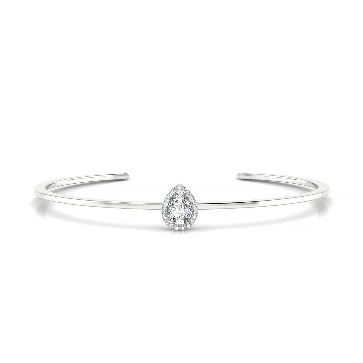 Solar | 18k White Gold 7 x 5 mm Pear Diamond Bangle