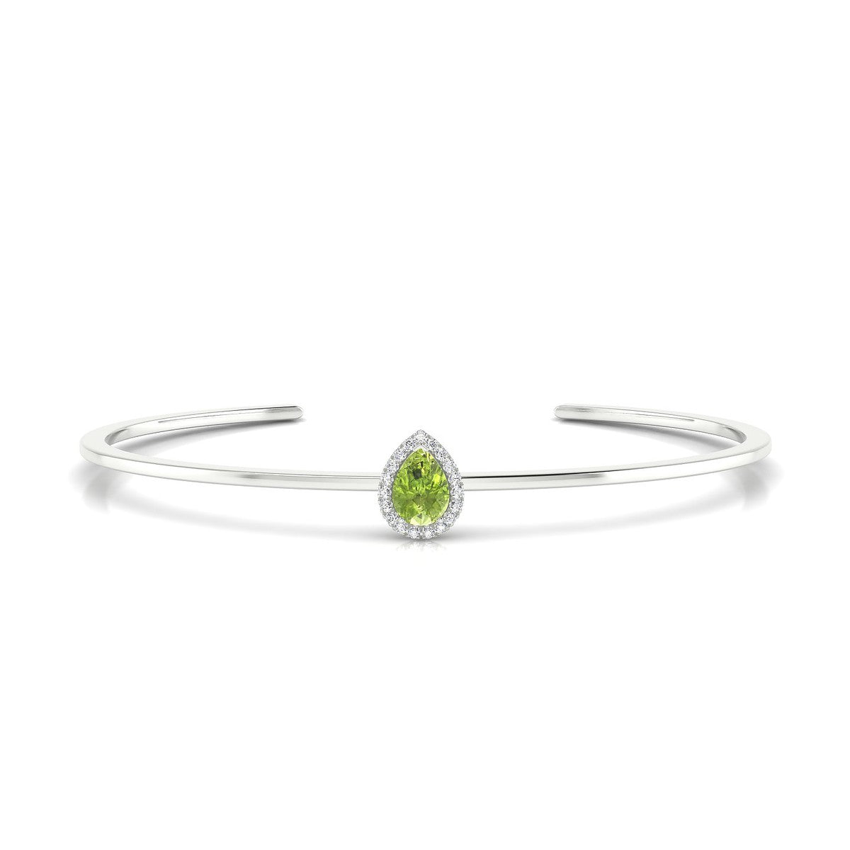 Solar | 18k White Gold 7 x 5 mm Pear Peridot Bangle