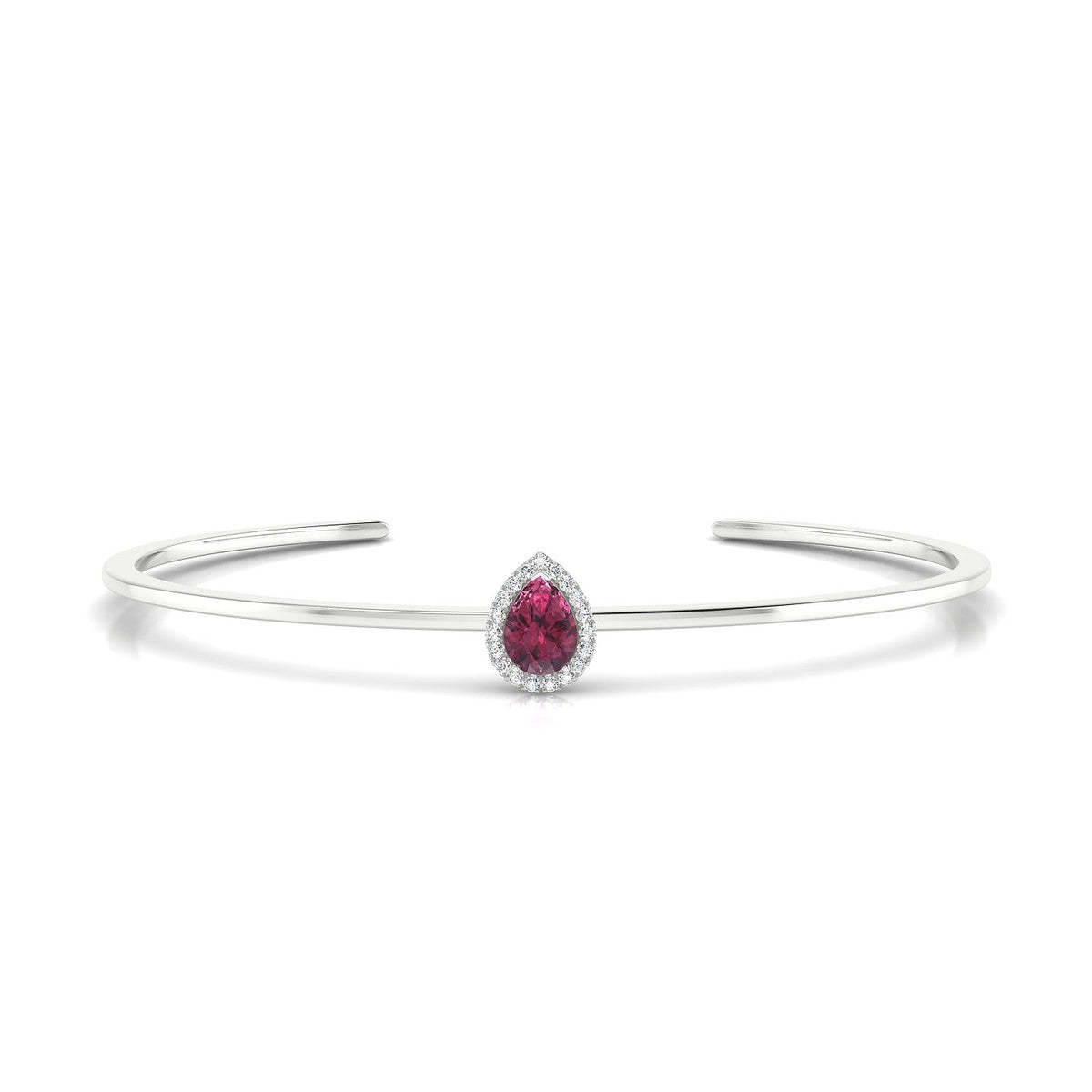 Solar | 18k White Gold 7 x 5 mm Pear Rhodolite Bangle