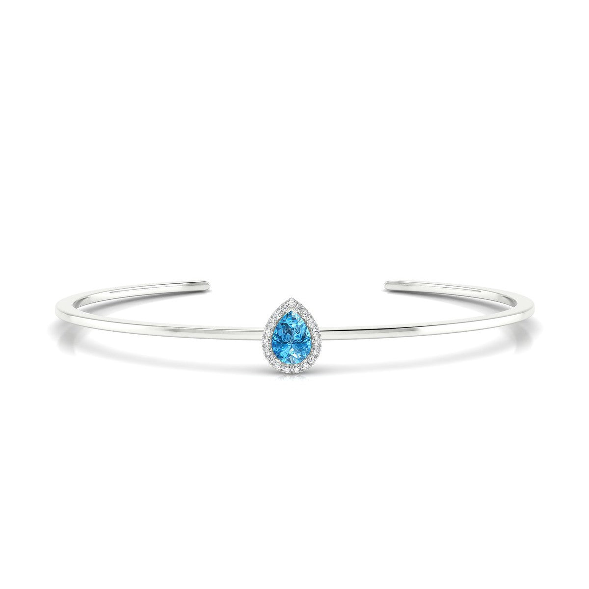 Solar | 18k White Gold 7 x 5 mm Pear Topaz Bangle