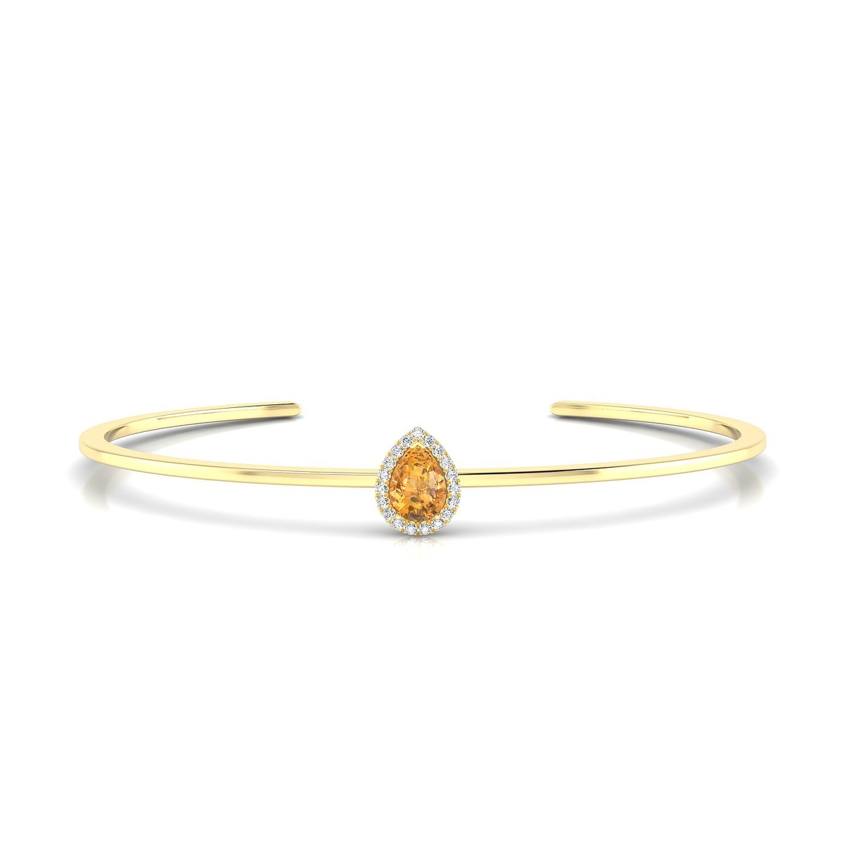 Solar | 18k Yellow Gold 7 x 5 mm Pear Citrine Bangle