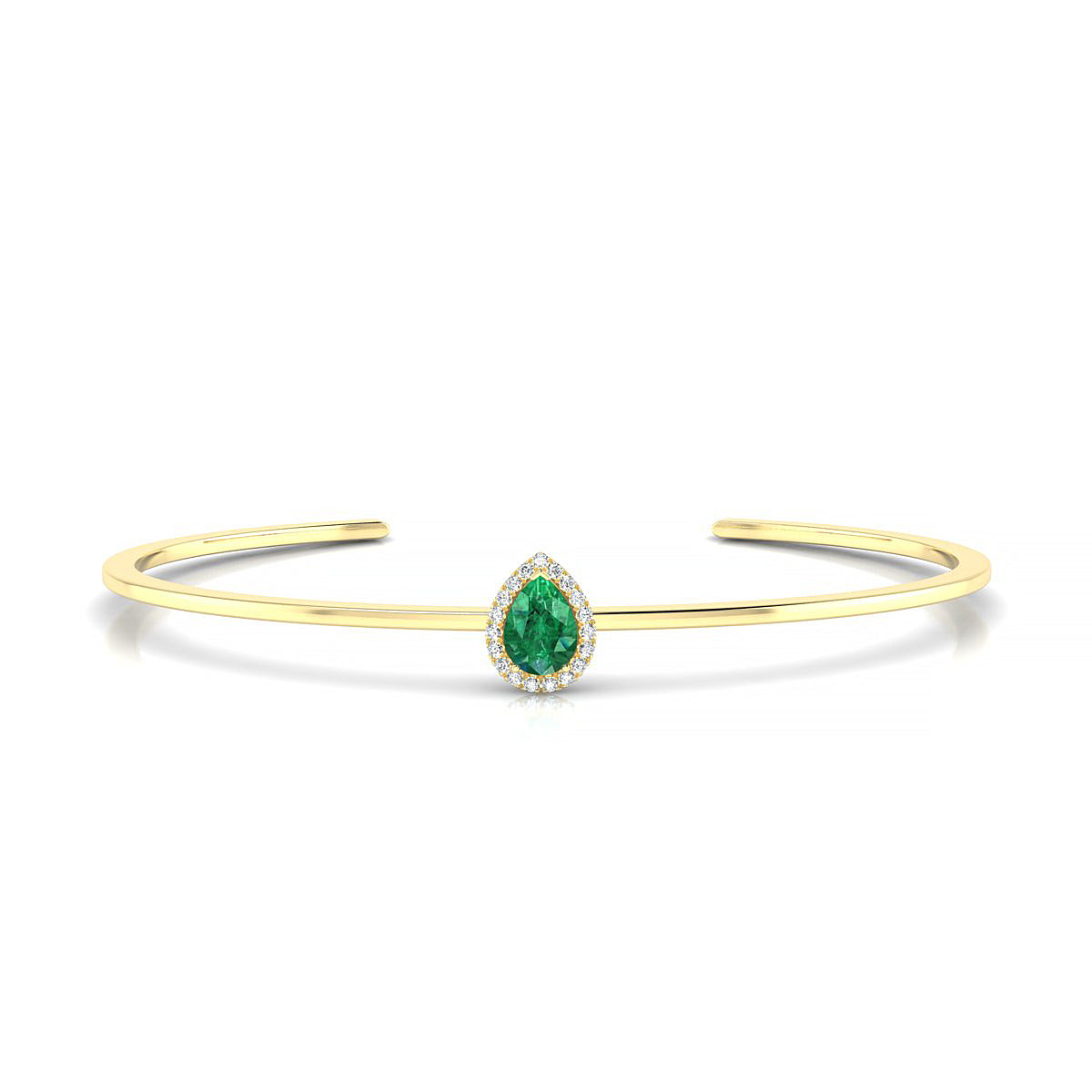 Solar | 18k Yellow Gold 7 x 5 mm Pear Emerald Bangle