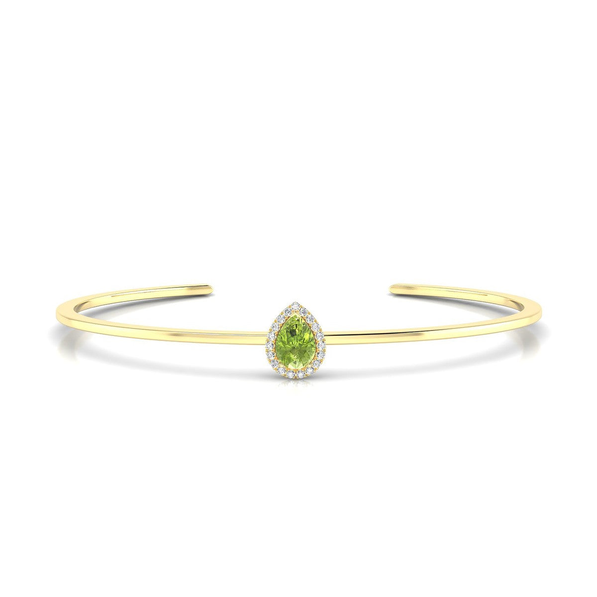 Solar | 18k Yellow Gold 7 x 5 mm Pear Peridot Bangle