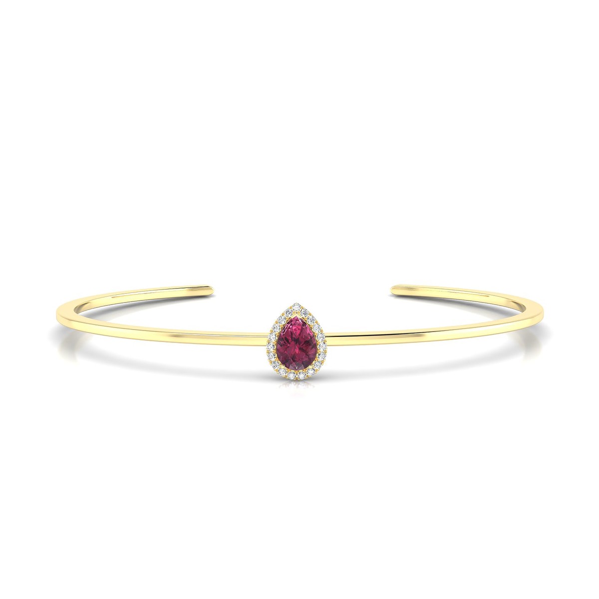 Solar | 18k Yellow Gold 7 x 5 mm Pear Rhodolite Bangle