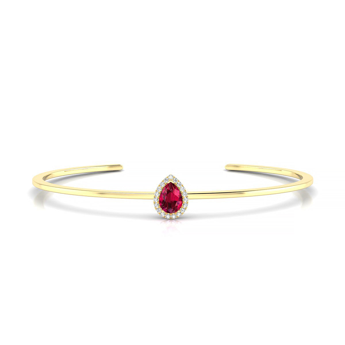 Solar | 18k Yellow Gold 7 x 5 mm Pear Ruby Bangle