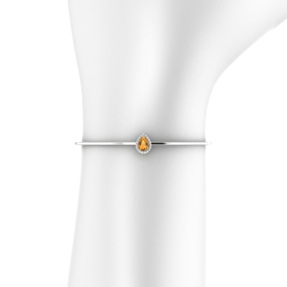 Solar | 18k White Gold 7 x 5 mm Pear Citrine Bangle