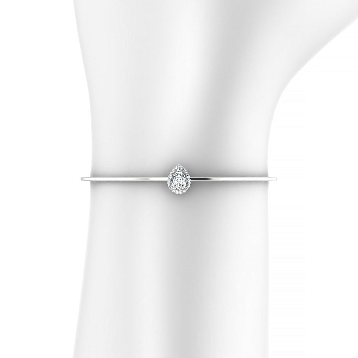 Solar | 18k White Gold 7 x 5 mm Pear Diamond Bangle